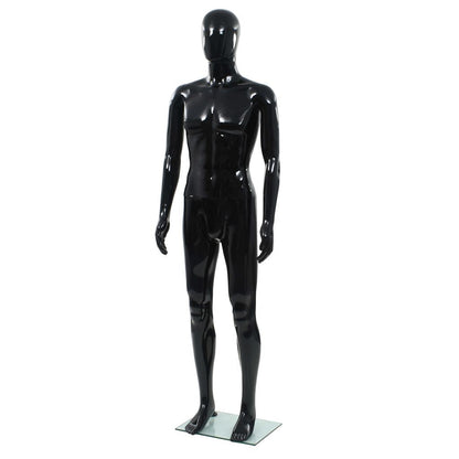 Full Body Male Mannequin with Glass Base Glossy Black 72.8"